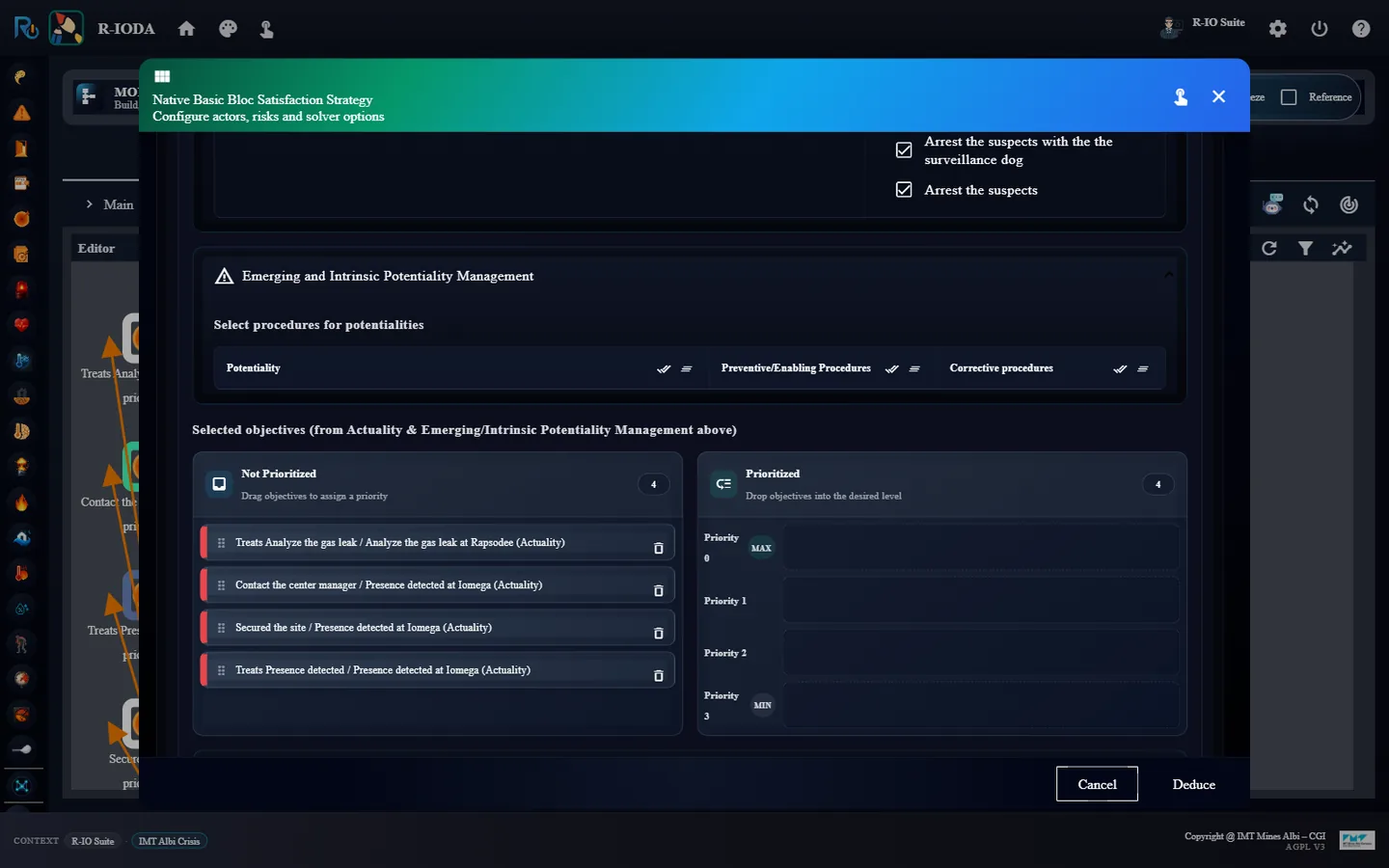 Selected objectives summary list