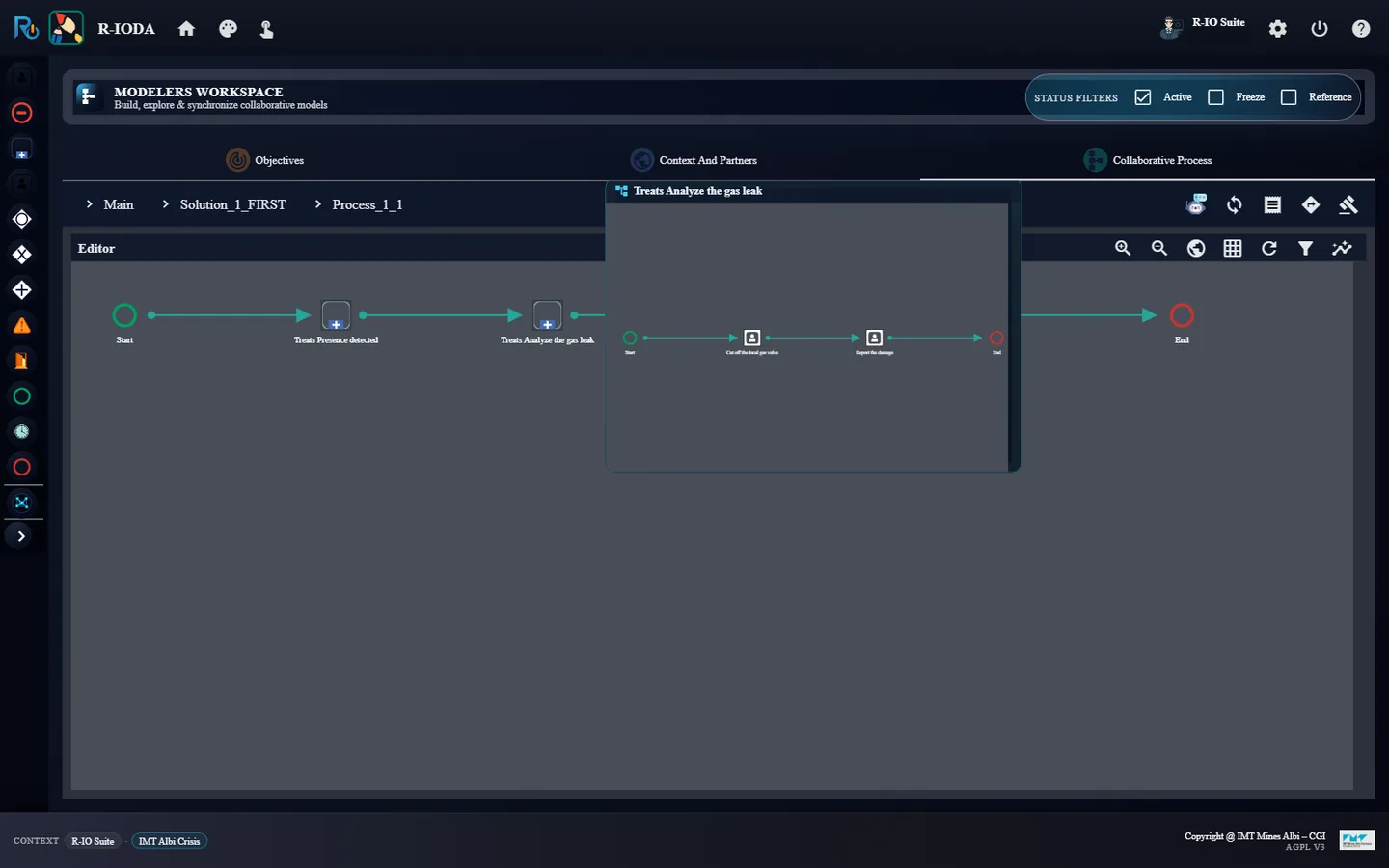 Hover preview of the gas leak sub-task