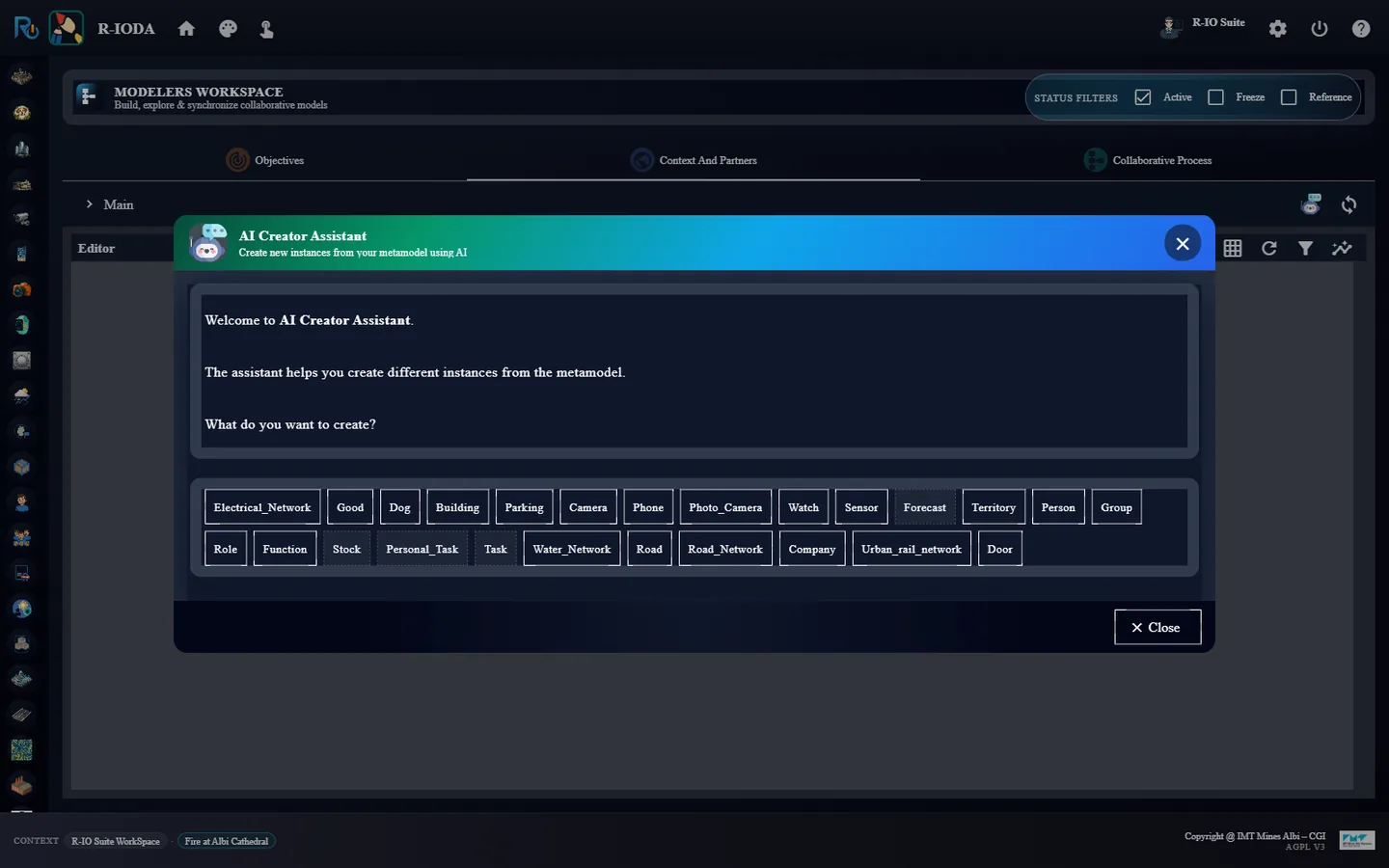 r-ioda - the concepts the assistant can create in Context And Partners.