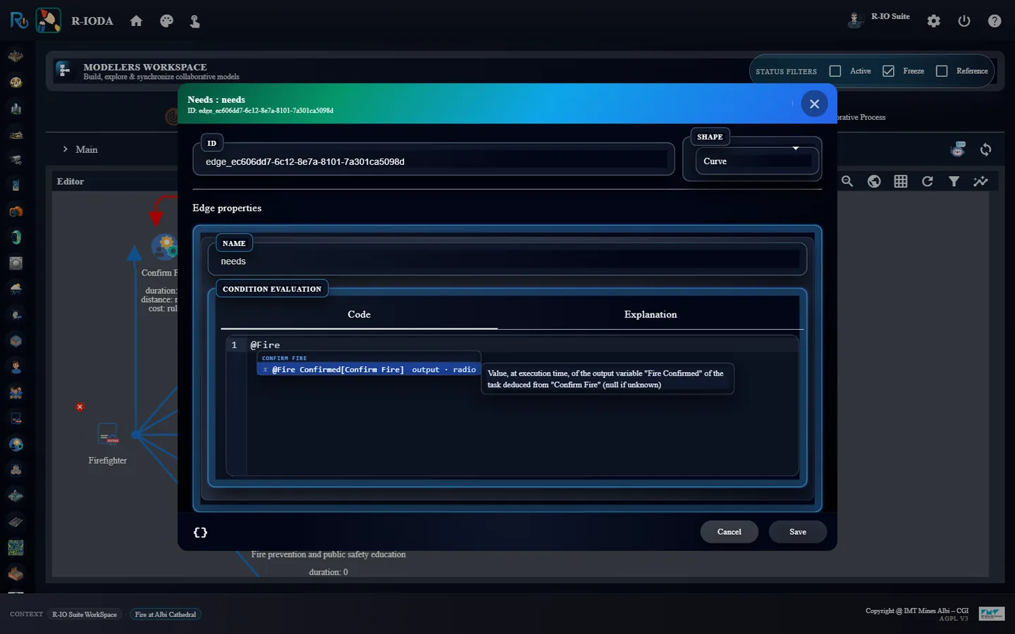 The editor proposes the output variables of the linked functions.