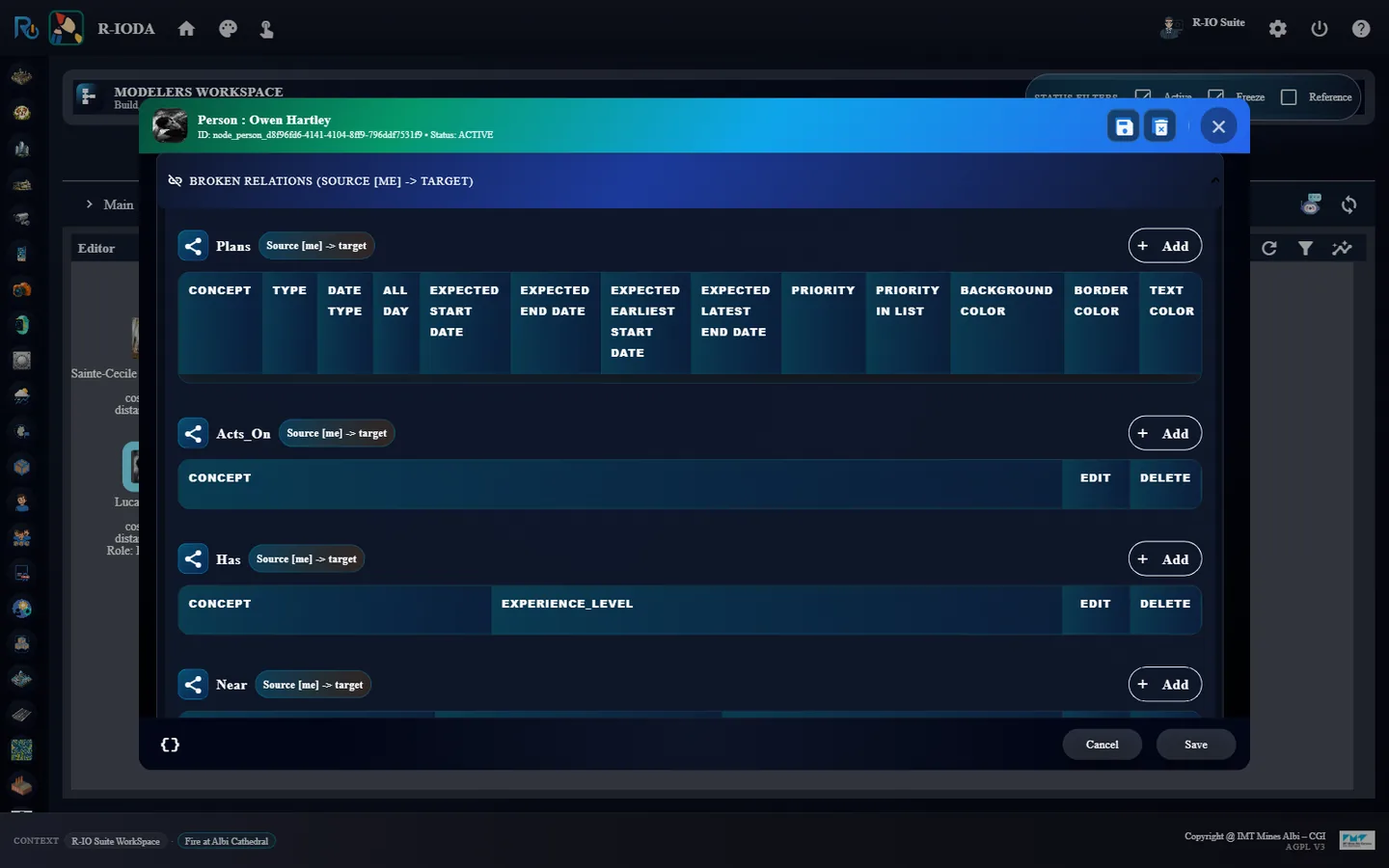 The person is now Assigned_To his user (broken relations, before saving).