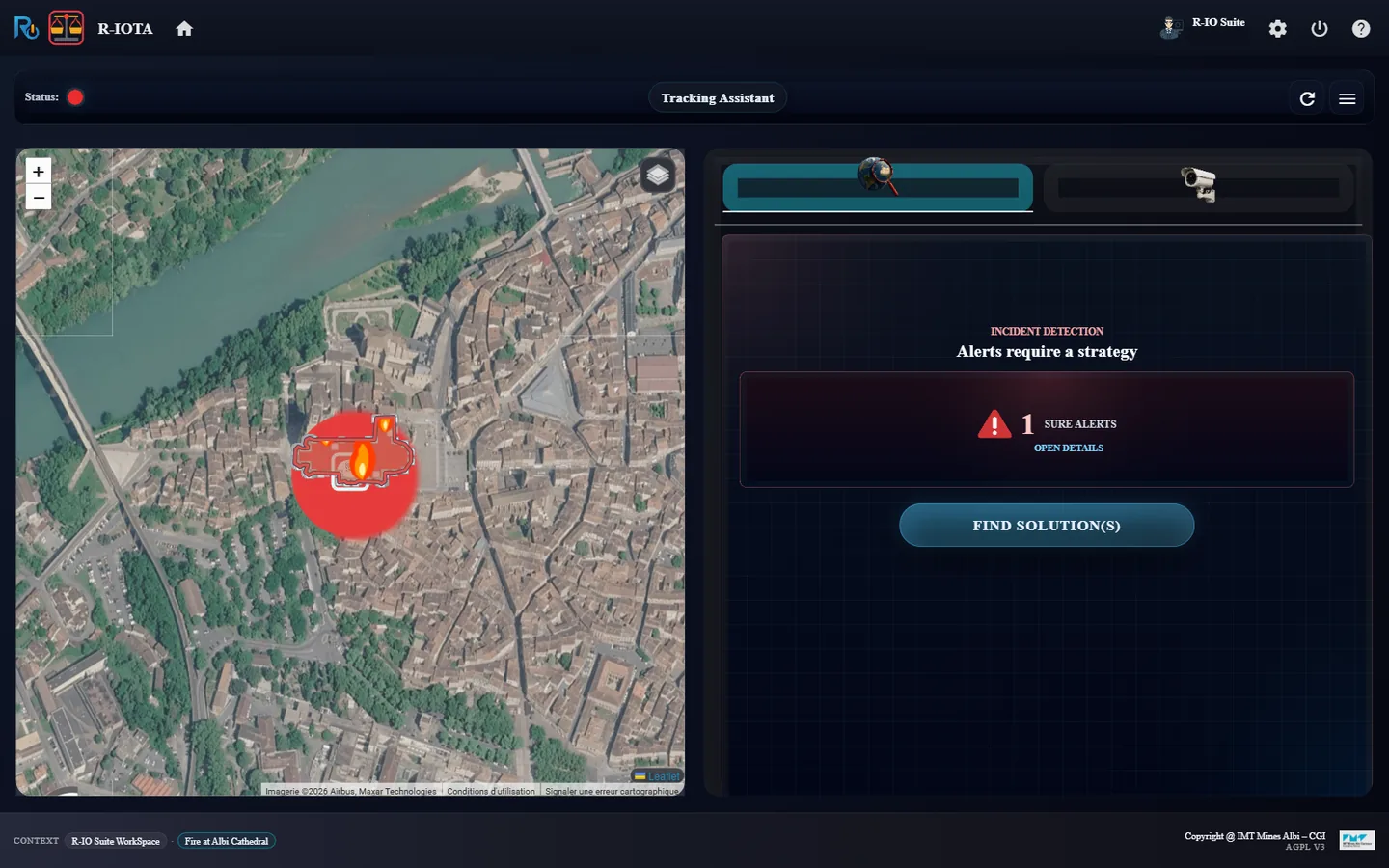 r-iota - one sure alert, red status and a red pulsar on the cathedral.